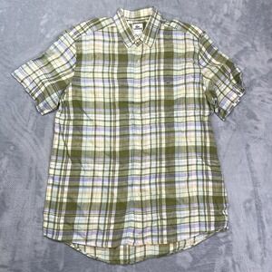 Lacoste Workwear Shirt Mens 48 Multicolor Plaid Short Sleeve Collared Button Up